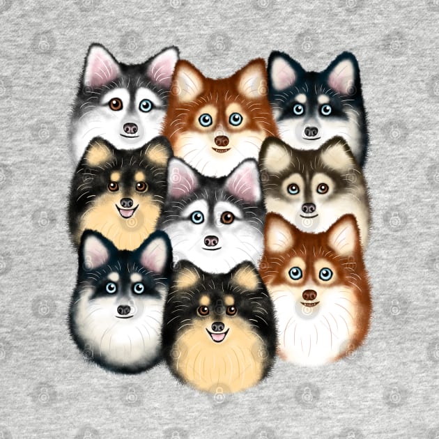 Cute Pomsky Dogs by illucalliart